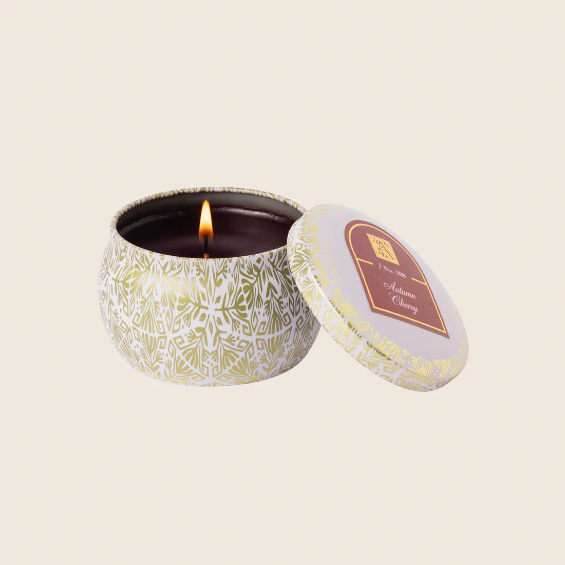 Autumn Cherry Printed Travel Tin Candle