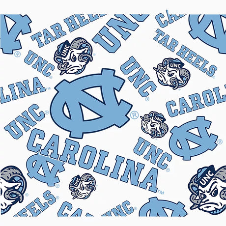 Pattern of UNC Chapel Hill logos and text on a white background