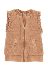 Katydid Garment Washed Quilted Ruffle Sleeve Vests