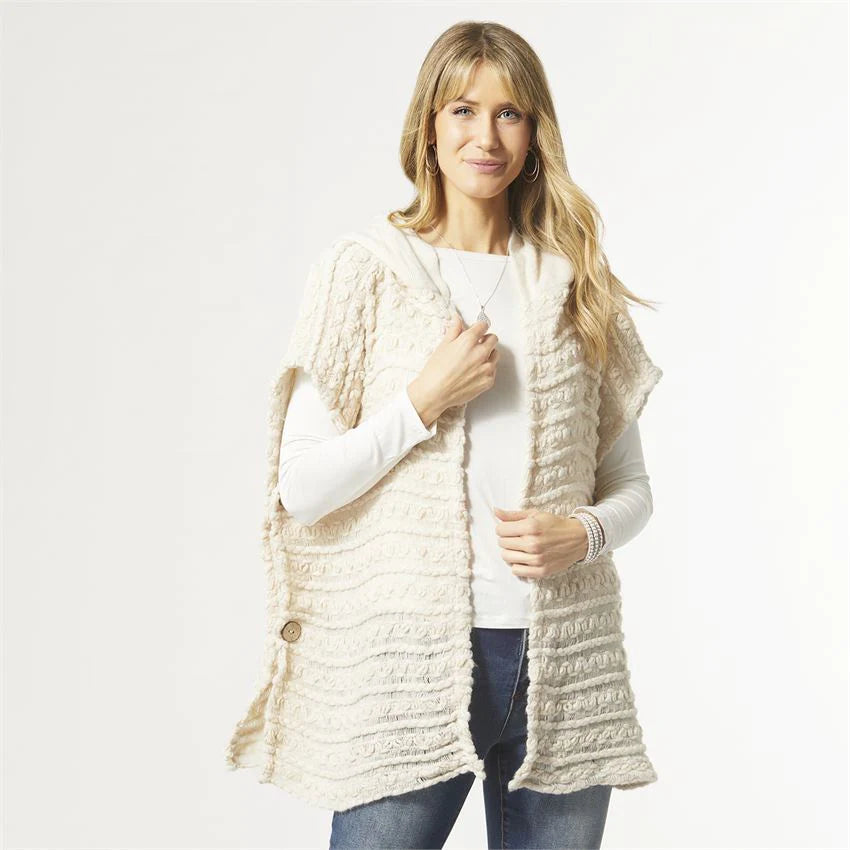 Coco + Carmen Willow Hooded Ruana with Side Buttons