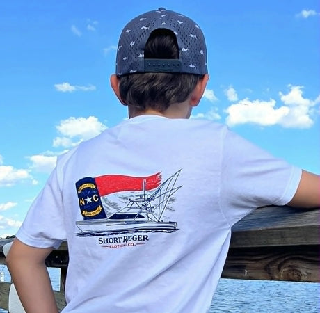 Short Rigger Youth Sporty Nc Flag Tee - White