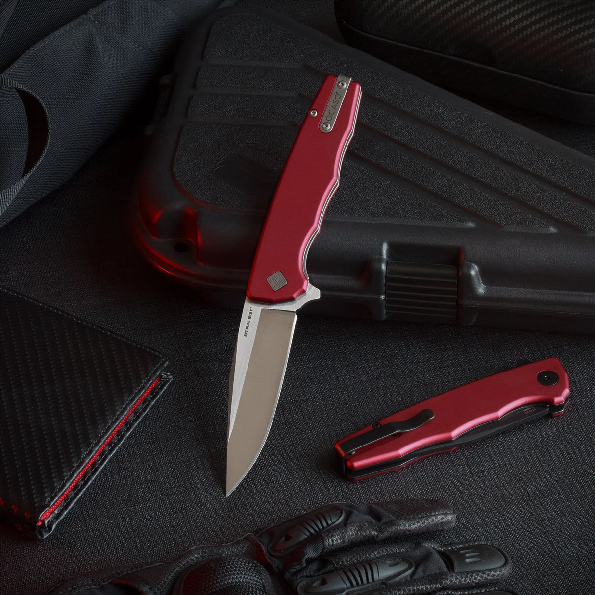 Ocaso Strategy - Red Aluminum / Satin Blade Knife