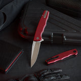 Ocaso Strategy - Red Aluminum / Satin Blade Knife