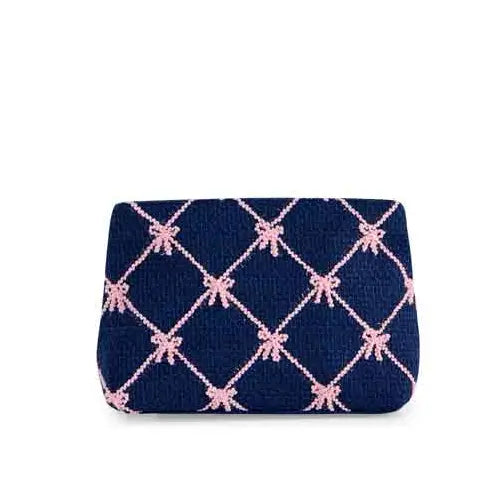 Shiraleah Tinsel Bow Zip Pouch - Navy