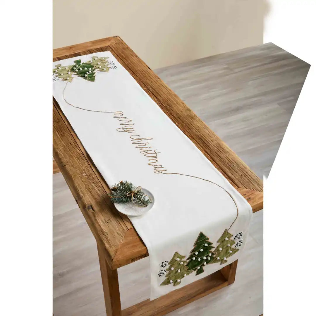 Mud Pie White Christmas Tree Runner