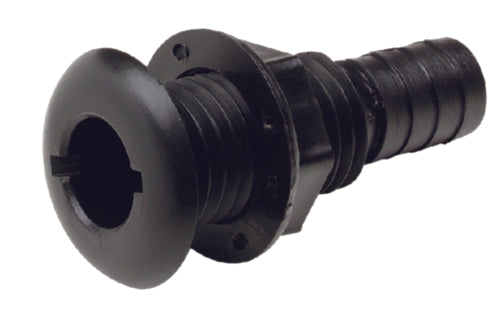 Seachoice 3/4" Black Plastic Thru-Hull With Broad Flange