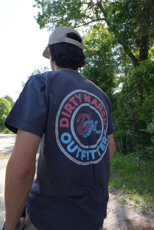 Dirty Marsh Outfitters Circle Neon Tee - Black