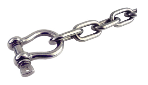 Seachoice Stainless Steel Anchor Lead Chain, 3/16" x 4', 1/4" Shackle