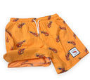Yellow shorts with a pattern on a white background