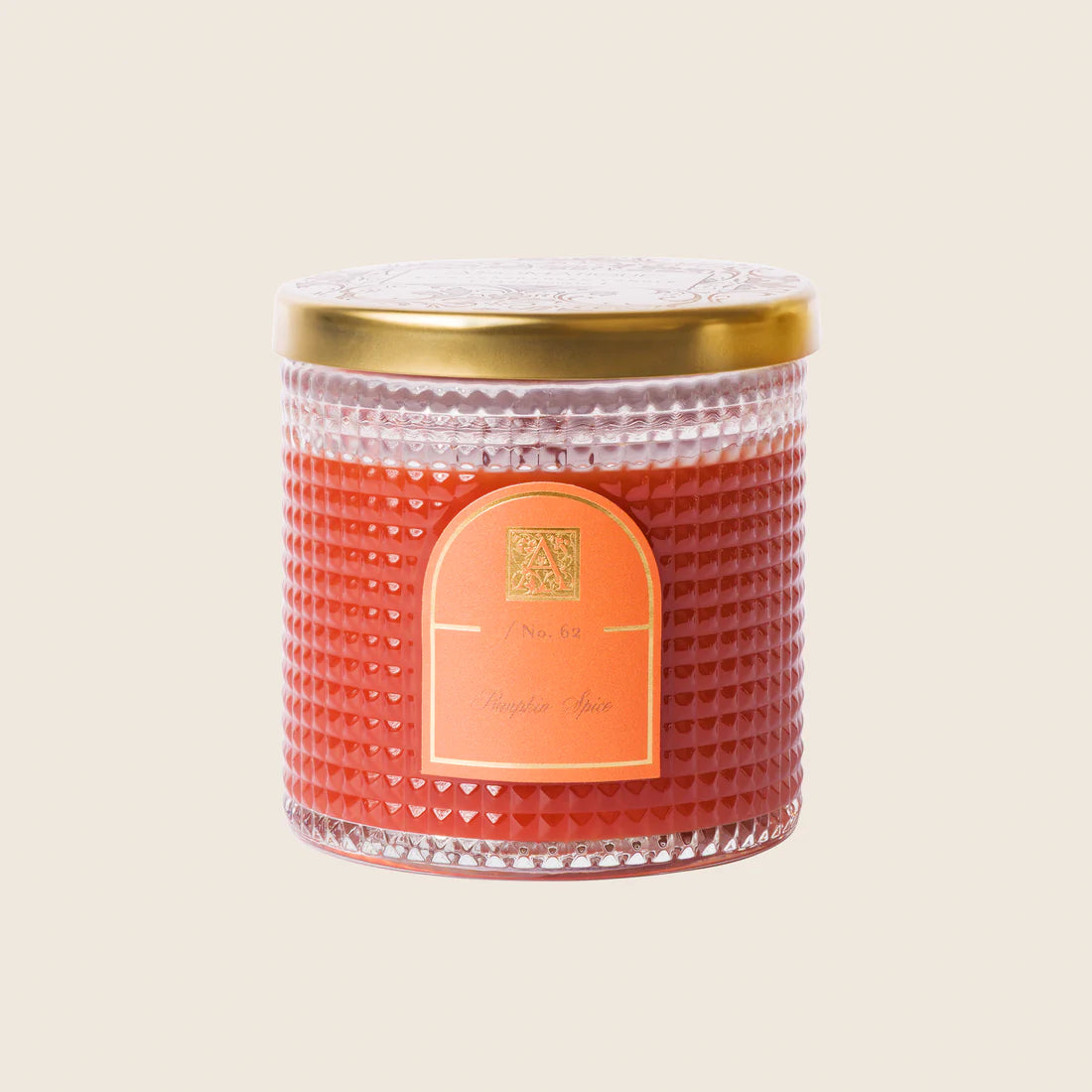 Pumpkin Spice Textured Glass Candle w/ Metal Lid