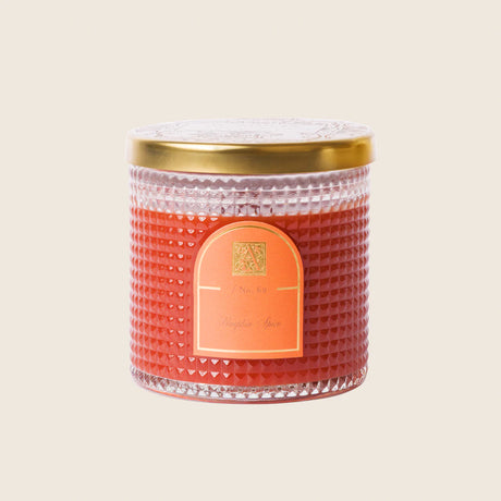 Pumpkin Spice Textured Glass Candle w/ Metal Lid