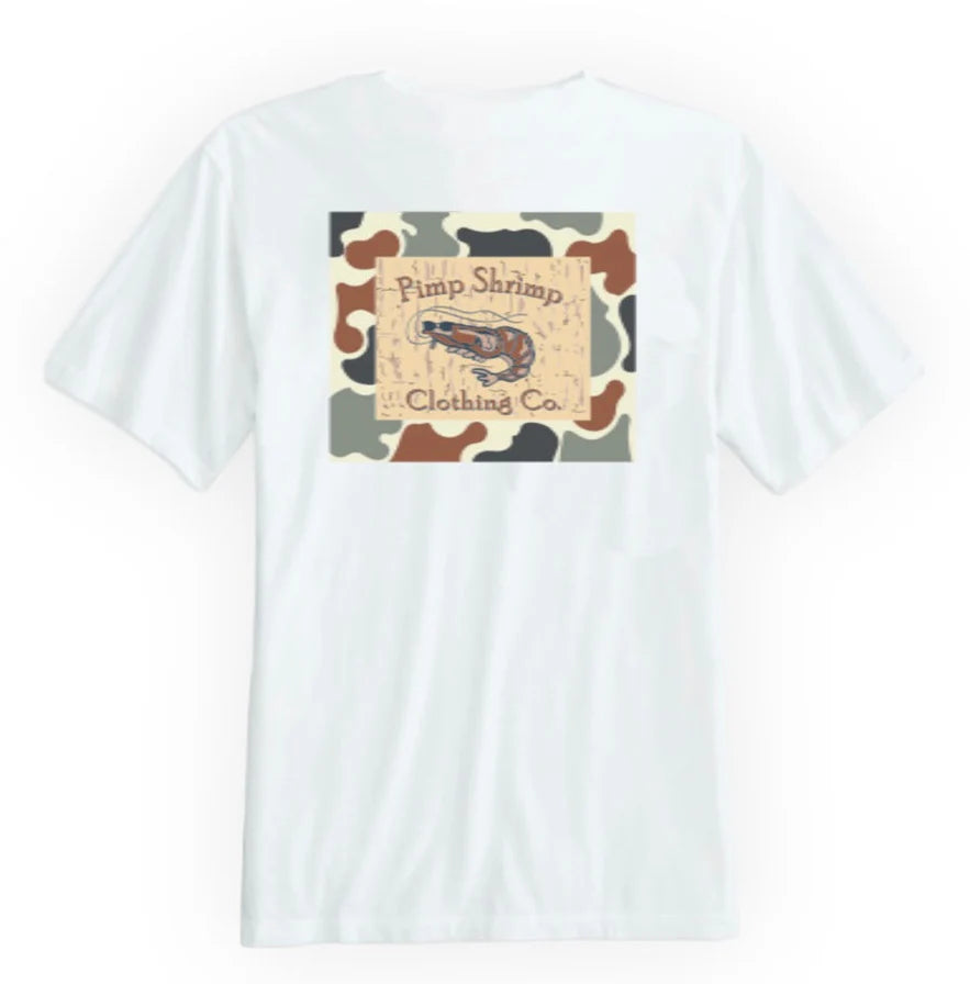 Short Sleeve Camo-Back Pocketed T-Shirt - Cream