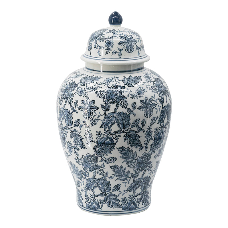 A&B Home Blue and White Chinoiserie Porcelain Ginger Jar