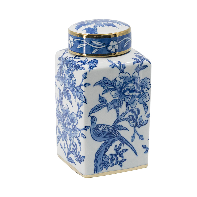 A&B Home Blue and White Porcelain Lidded Jar