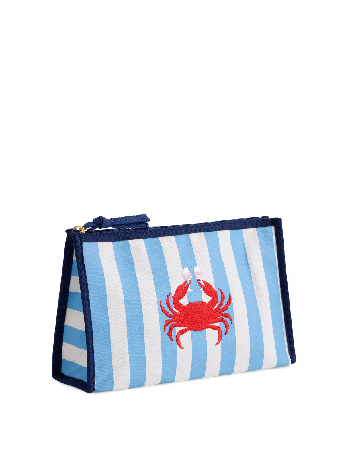 Shiraleah Crab and Rosa Zip Pouch - Blue