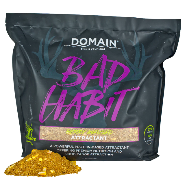 Domain Bad Habit attractant package with gold powder on a white background