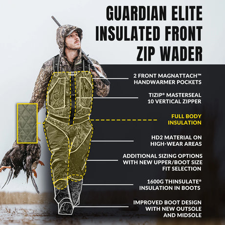 Insulated Guardian Elite Hand Front Zip Wader