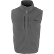 Gray vest with a brand logo on a white background