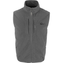 Gray vest with a brand logo on a white background