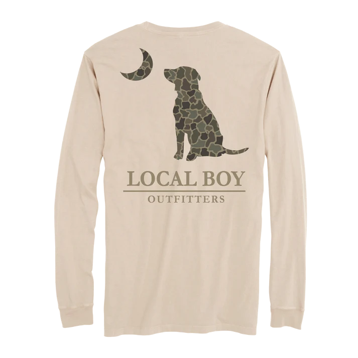 Local Boy Brush Camo Dog & Moon Long Sleeve T-Shirt - Latte