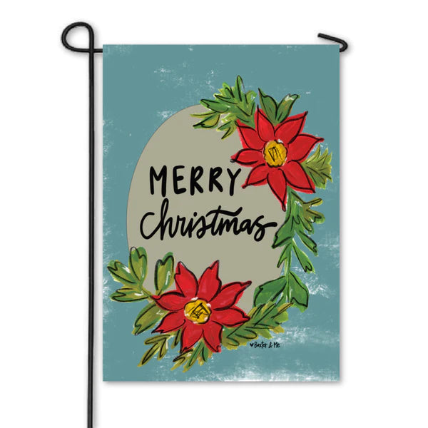 Baxter And Me Merry Christmas Poinsettia Garden Flag