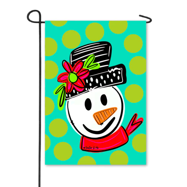 Baxter And Me Whimsical Snowman Garden Flag