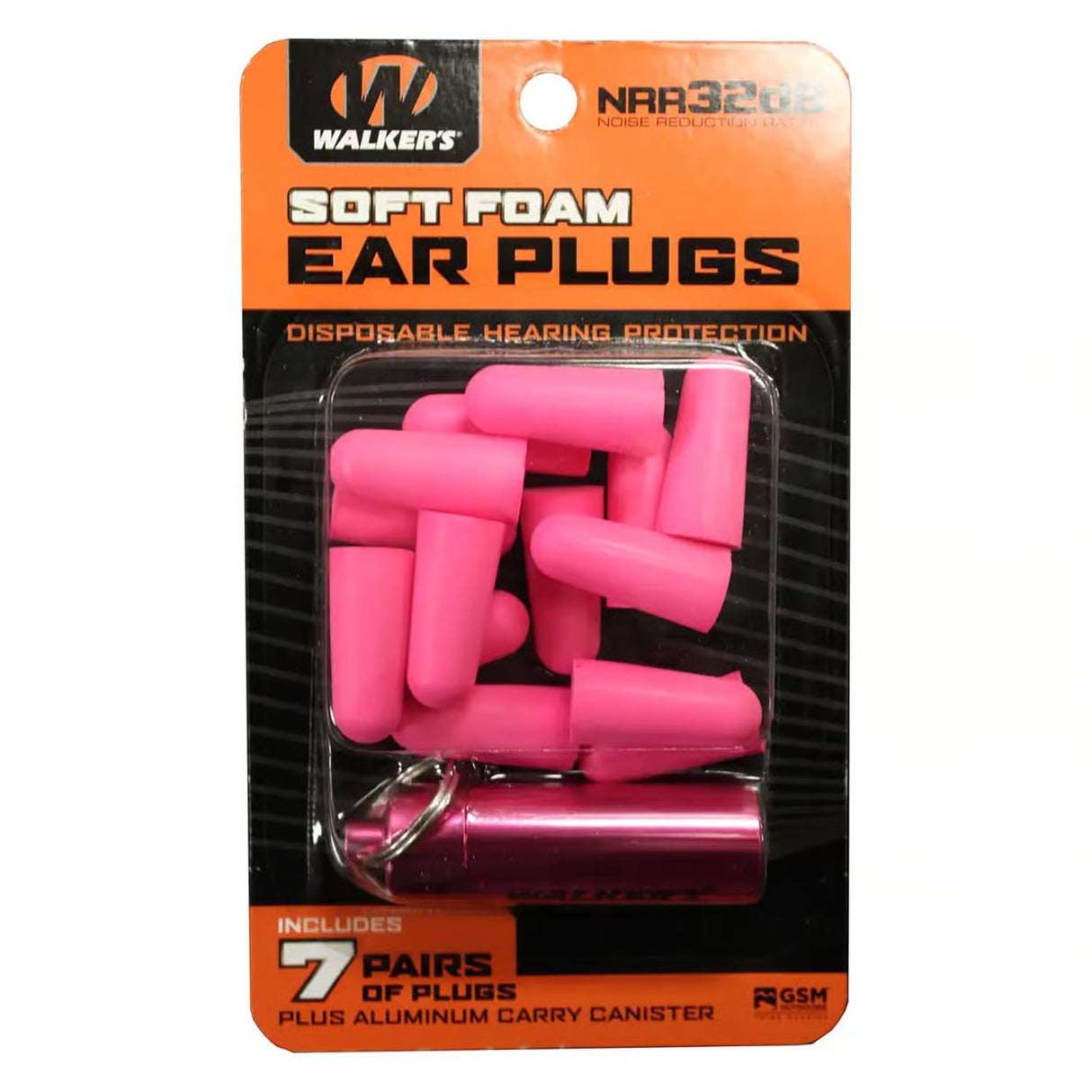Walker's Foam Plugs with Aluminum Carry Canister, 7 pairs