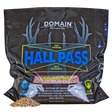 Bag of Domain Hall Pass deer food with text and graphics on a white background