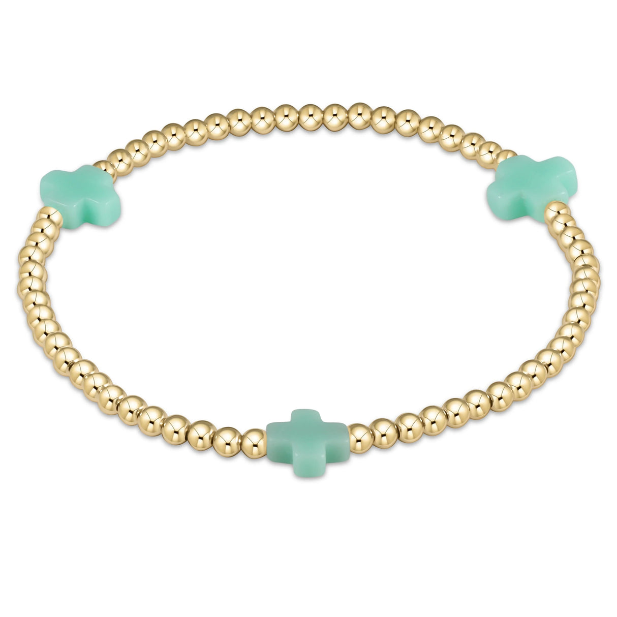 Enewton Signature Cross Gold Pattern 3mm Beaded Bracelet
