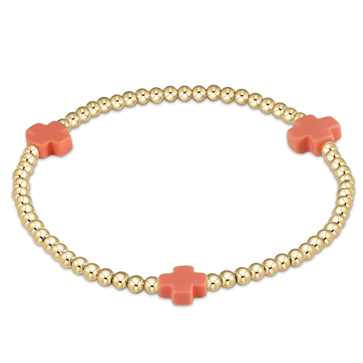 Enewton Signature Cross Gold Pattern 3mm Beaded Bracelet