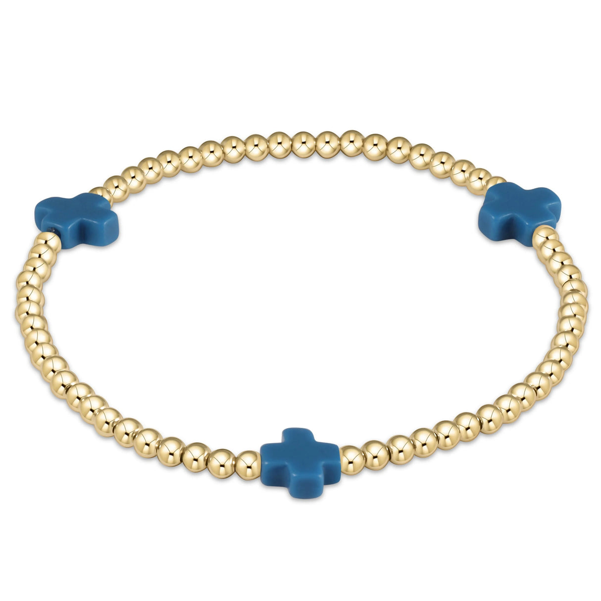 Enewton Signature Cross Gold Pattern 3mm Beaded Bracelet
