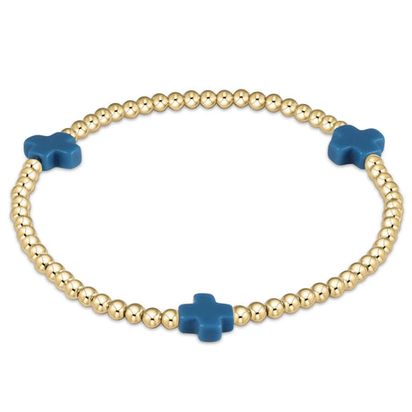 Enewton Signature Cross Gold Pattern 3mm Beaded Bracelet