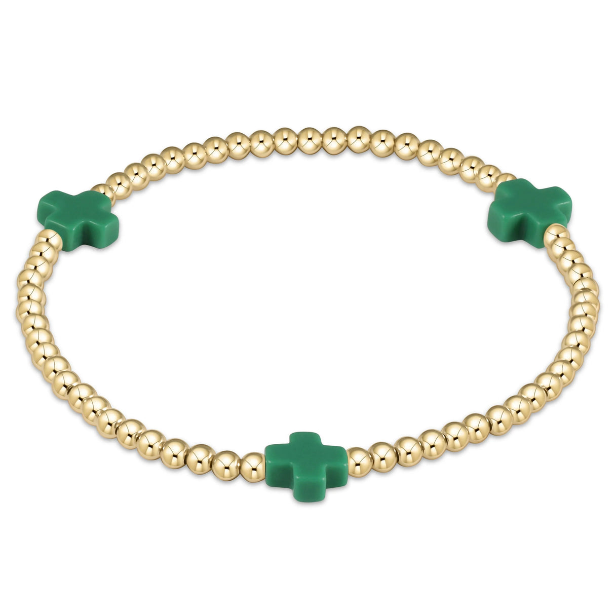 Enewton Signature Cross Gold Pattern 3mm Beaded Bracelet