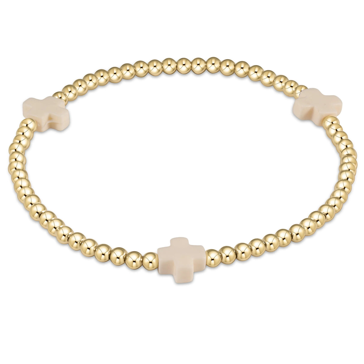 Enewton Signature Cross Gold Pattern 3mm Beaded Bracelet