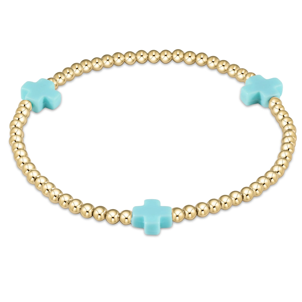 Enewton Signature Cross Gold Pattern 3mm Beaded Bracelet