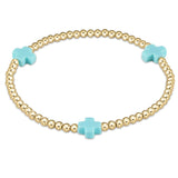 Enewton Signature Cross Gold Pattern 3mm Beaded Bracelet