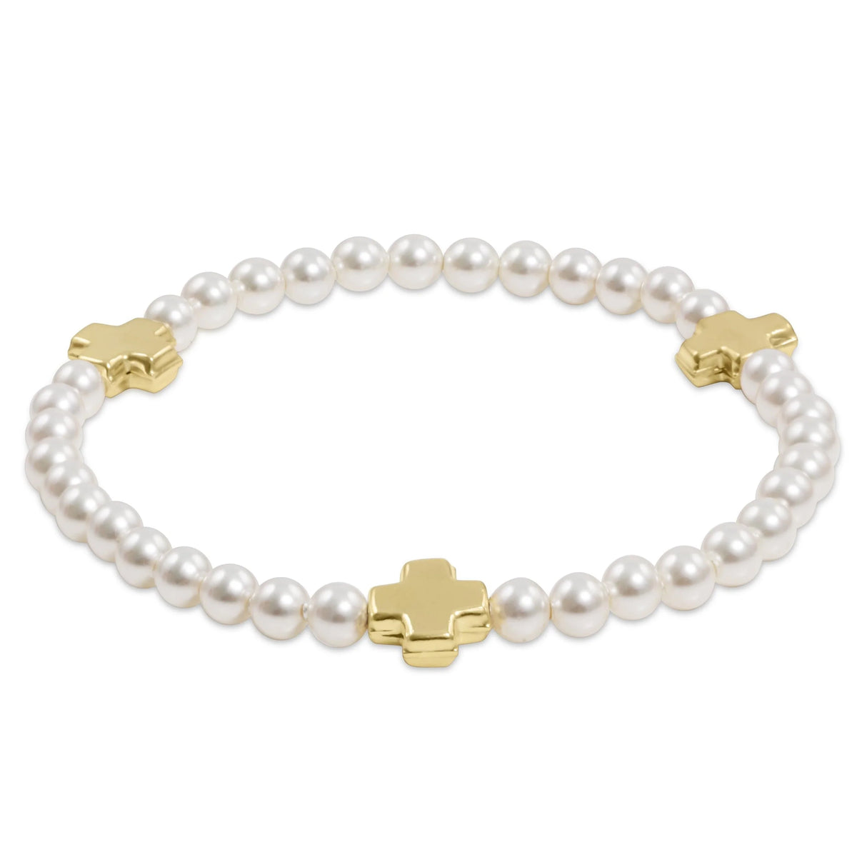 Enewton Signature Cross 4mm Pearl Bracelet - Gold