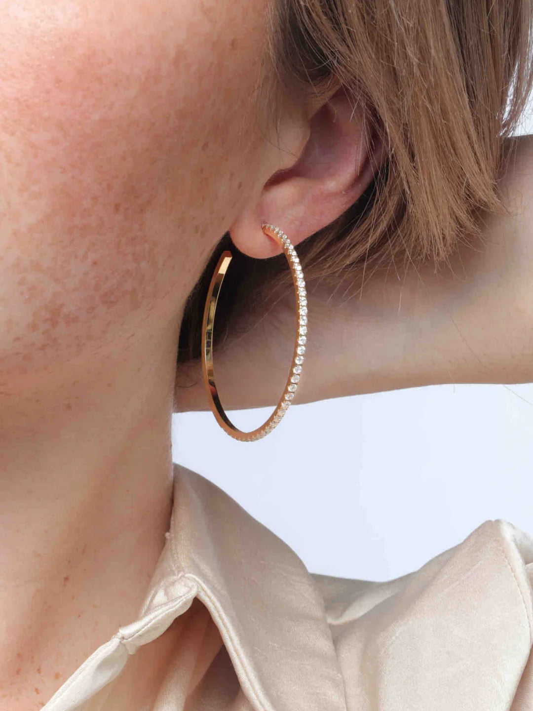 Marrin Costello Jay Hoops 2"- Pave gold