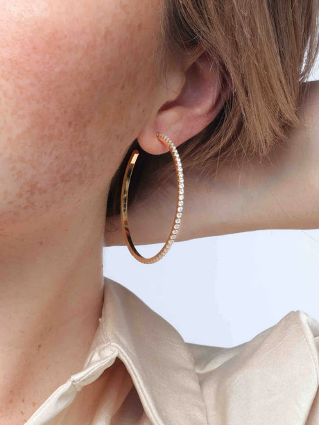 Marrin Costello Jay Hoops 2"- Pave gold