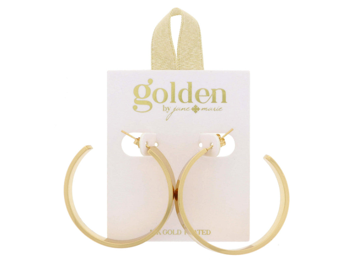 Jane Marie 18K Gold Plated Flat Wide Hoop Earrings