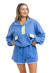 Katydid Blue & Green Quarter Snap Shorts Set