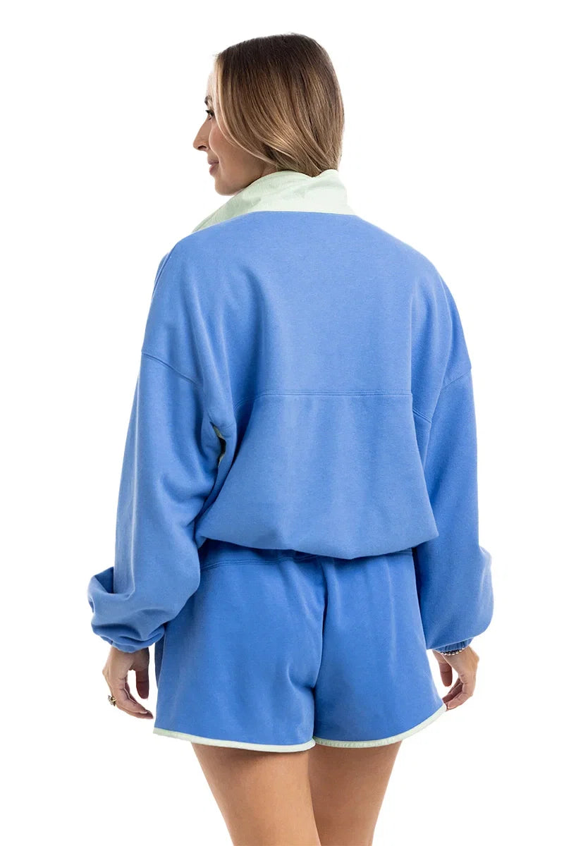 Katydid Blue & Green Quarter Snap Shorts Set