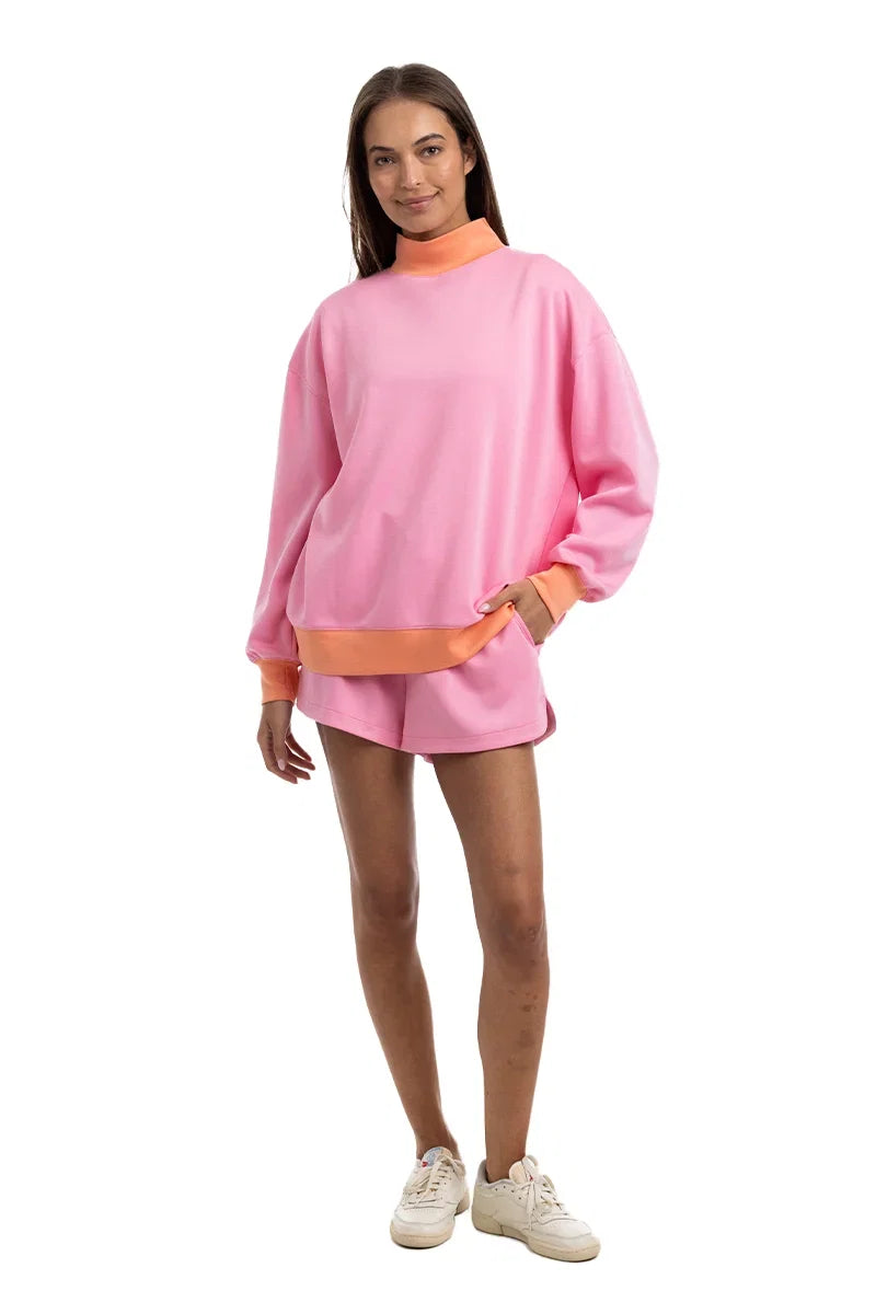 Katydid Pink & Orange Duo Mockneck Shorts
