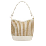 Katie Loxton Sorrento Bucket Bag Striped - Raffia/Off White