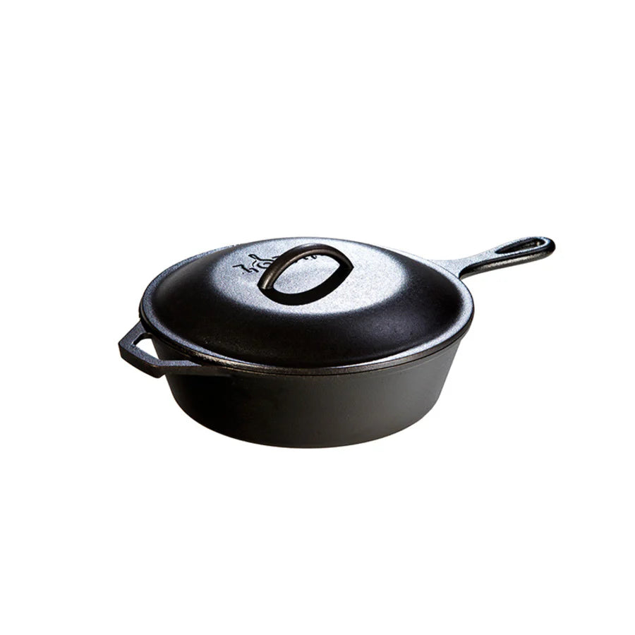 Lodge Cast Iron 12 Inch / 5 Quart Cast Iron Covered Deep Skillet