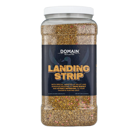 Jar of Domain Landing Strip with a white lid on a white background