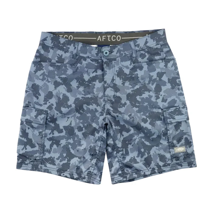 Aftco Deckhand Camo Shorts - Navy Grander Camo - 40