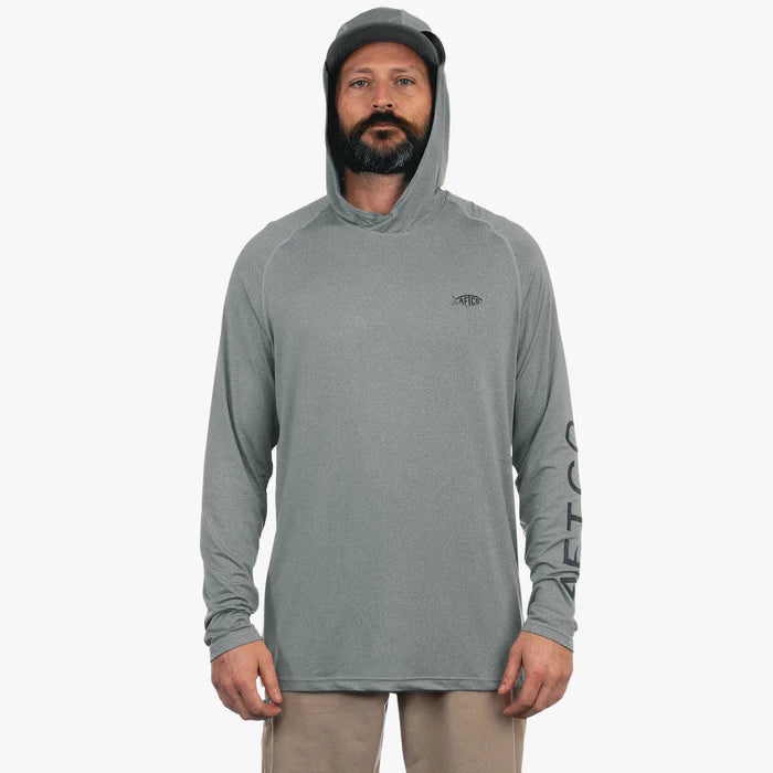 Aftco Samurai Sun Protection Hoodie Shirt Steel Heather -2X
