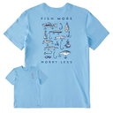 Life Is Good Men's Fish More Worry Less Hooks and Tackle Short Sleeve Tee