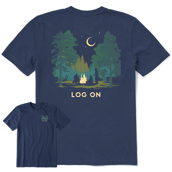 Life Is Good Men's Log On Campfire Short Sleeve Tee